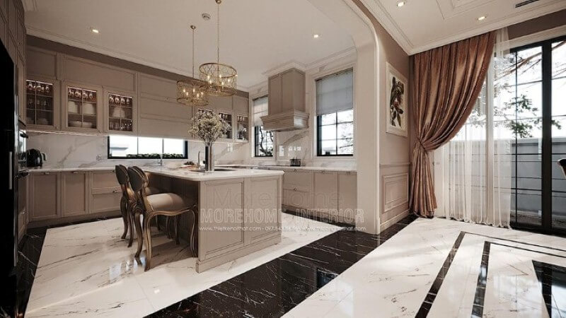 Thiết kế nội thất phòng bếp cao cấp đẹp, sang trọng cho biệt thự, nhà phố. công ty thiết kế nội thất cao cấp