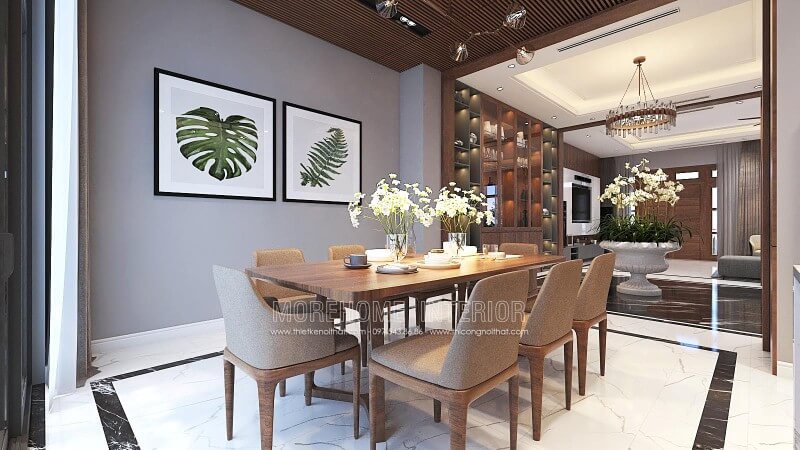 Bàn ăn gỗ óc chó nguyên khối cao cấp với đường vân đẹp mắt, sắc trầm độc đáo đang trở thành xu hướng trang trí phòng ăn ấn tượng nhất hiện nay. công ty thiết kế nội thất cao cấp