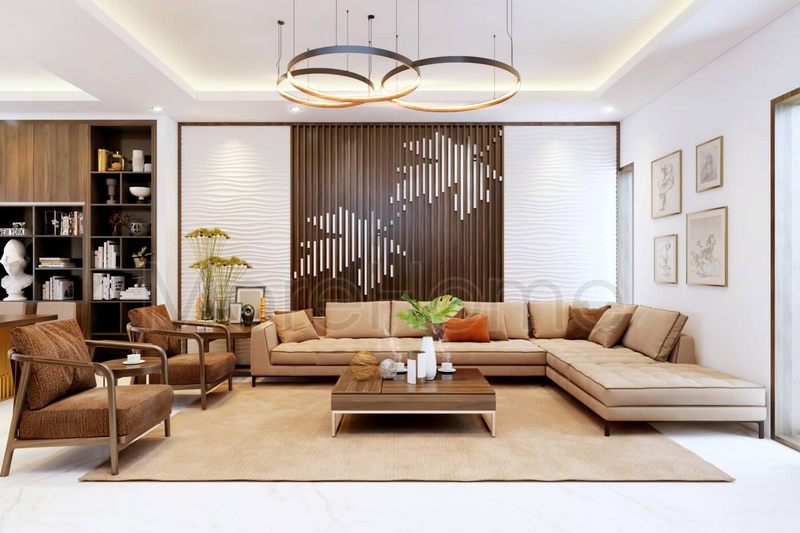 Thiết kế nội thất gỗ đẹp cho phòng khách sang trọng hút mắt khi bước vào cửa nhà