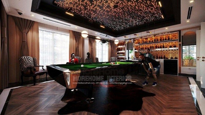 Sắp xếp nội thất phòng giải trí đẹp, sang trọng, đẳng cấp tại biệt thự cao cấp Hải Phòng.
