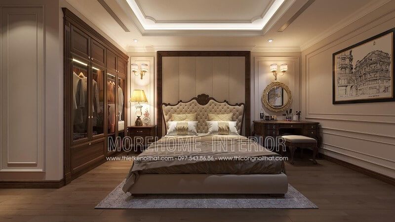 .
Giường ngủ gỗ óc chó kiểu dáng tân cổ điển này được khắc tinh tế và đường cong đẹp mỹ miễn, cùng với thân giường và đầu giường được bọc da nhập khẩu màu kem ấn tượng.